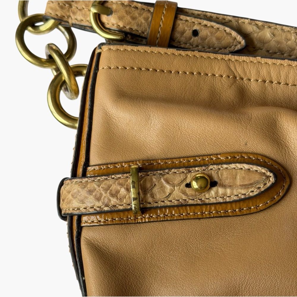 Coach Colette Leather Hobo Bag Tan Python Trim Slouchy Shoulder Bag 16418 - Picture 11 of 15